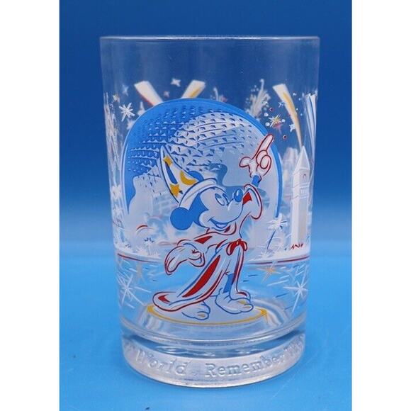 Disney Other - WALT DISNEY WORLD Glass Cup Remember the Magic‎ 25th Anniversary MICKEY MOUSE 5"